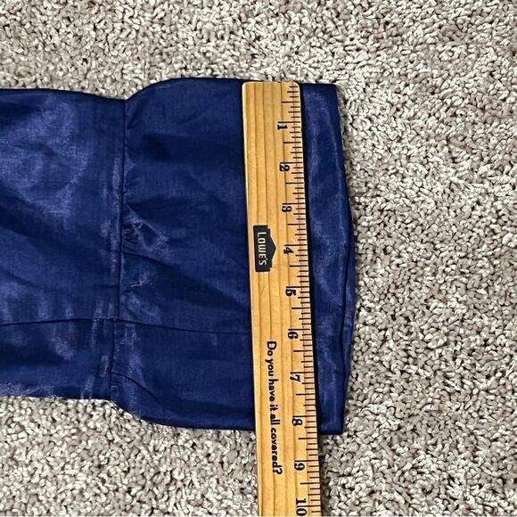 Chico’s Size 2 Metallic Linen Blend Long Bell Sleeve Jacket Blazer Cobalt - Picture 9 of 12